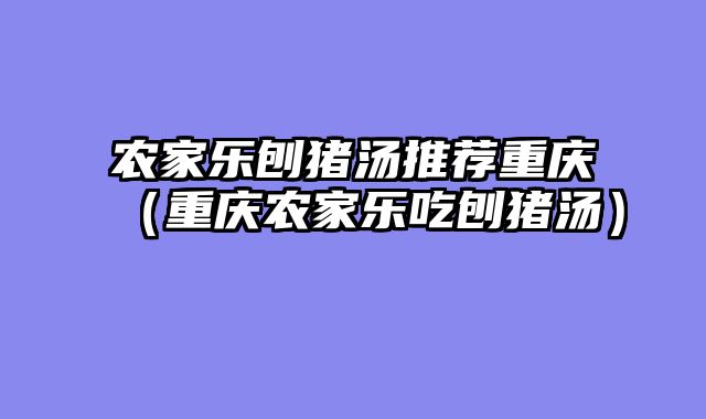 农家乐刨猪汤推荐重庆（重庆农家乐吃刨猪汤）