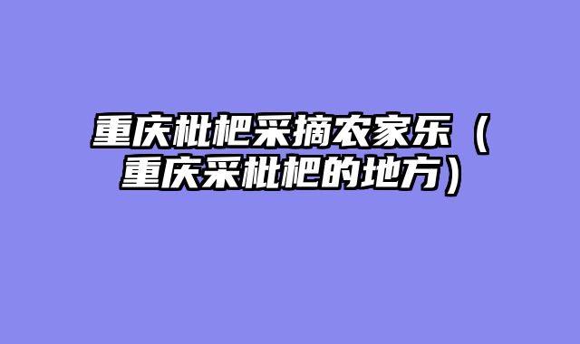重庆枇杷采摘农家乐（重庆采枇杷的地方）