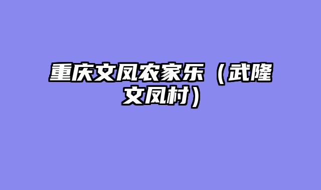 重庆文凤农家乐（武隆文凤村）