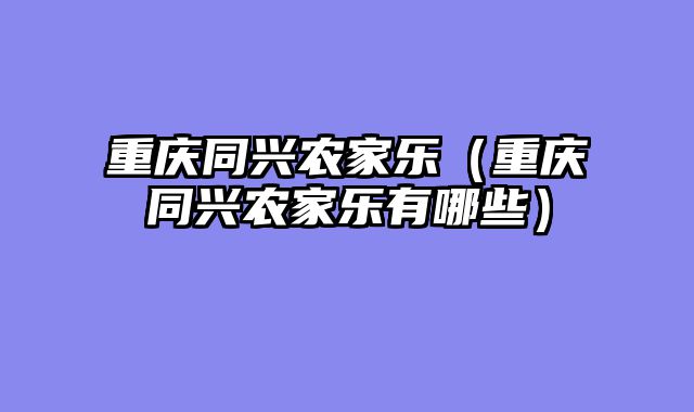 重庆同兴农家乐（重庆同兴农家乐有哪些）