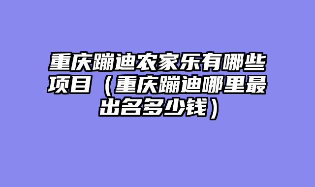 重庆蹦迪农家乐有哪些项目（重庆蹦迪哪里最出名多少钱）