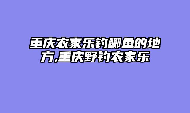 重庆农家乐钓鲫鱼的地方,重庆野钓农家乐