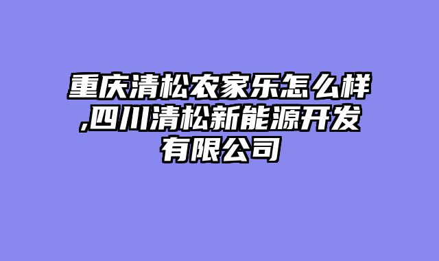 重庆清松农家乐怎么样,四川清松新能源开发有限公司