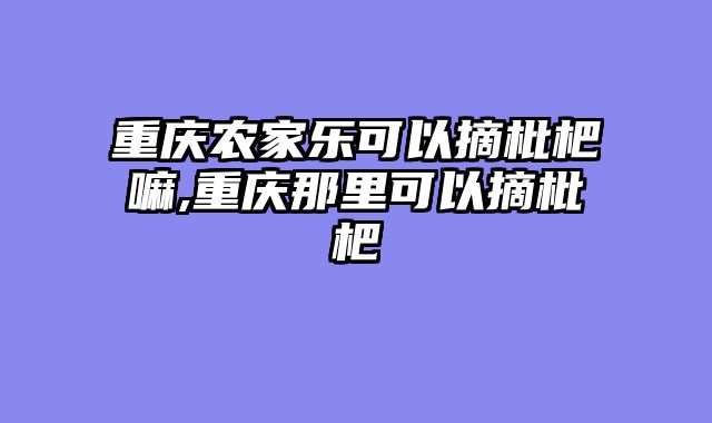 重庆农家乐可以摘枇杷嘛,重庆那里可以摘枇杷